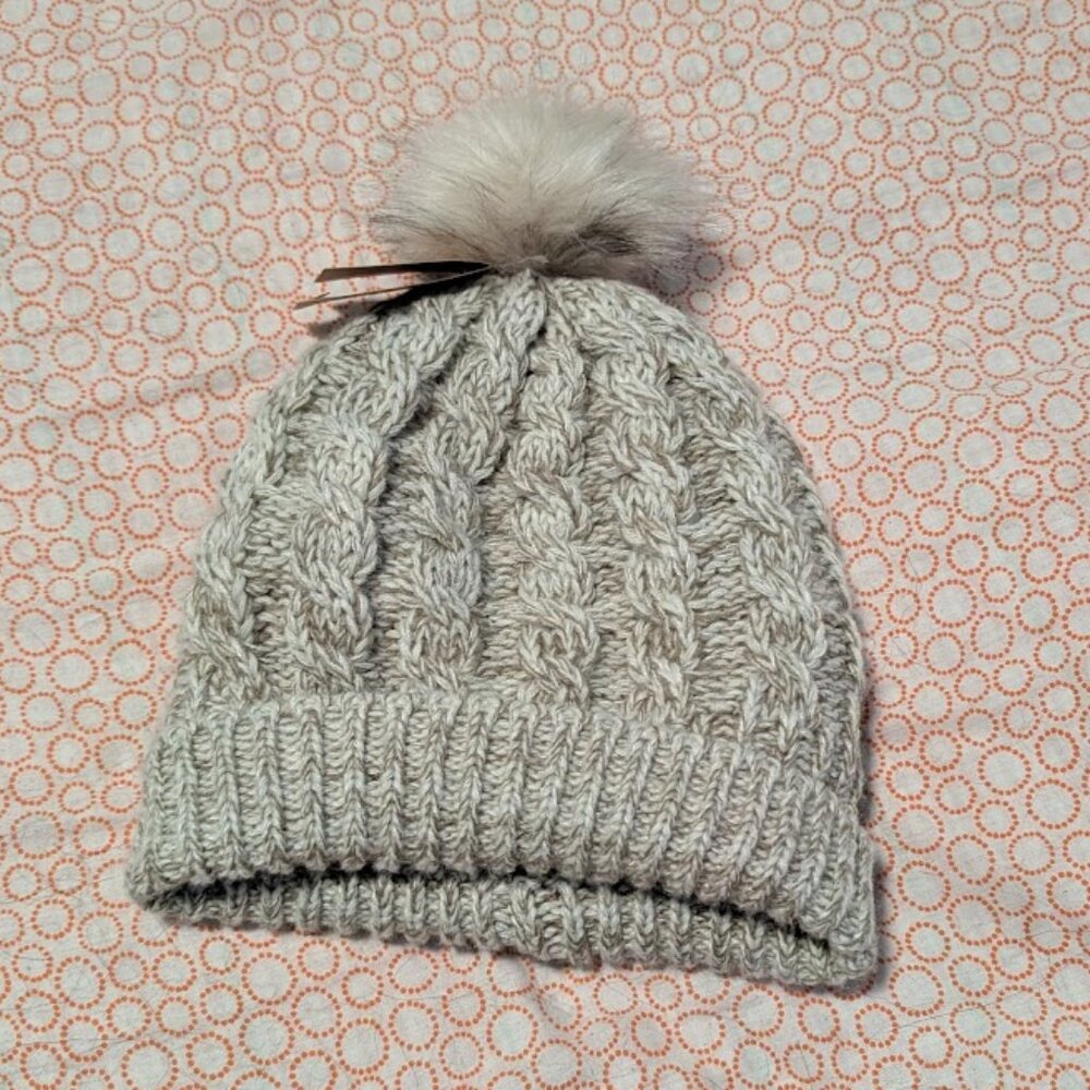 Just Cozy | Marled Knit Sherpa Lined Pom Pom Beanie | NWT